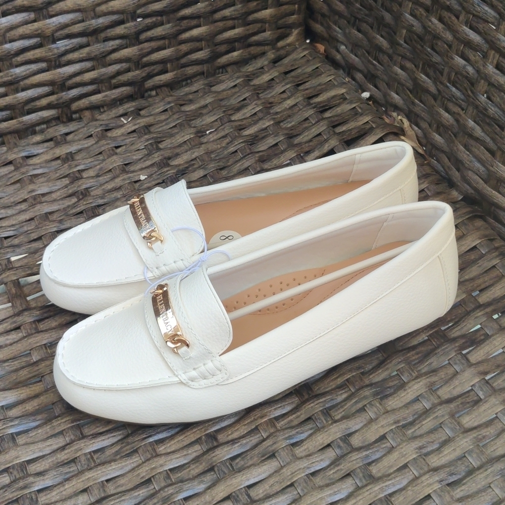 Ellen Tracy Women's Charliee Slip on Loafers Ivory White,New  without bo…